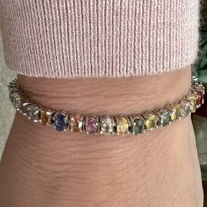 De Buman 18k Yellow Gold and
Silver Sapphire Bracelet